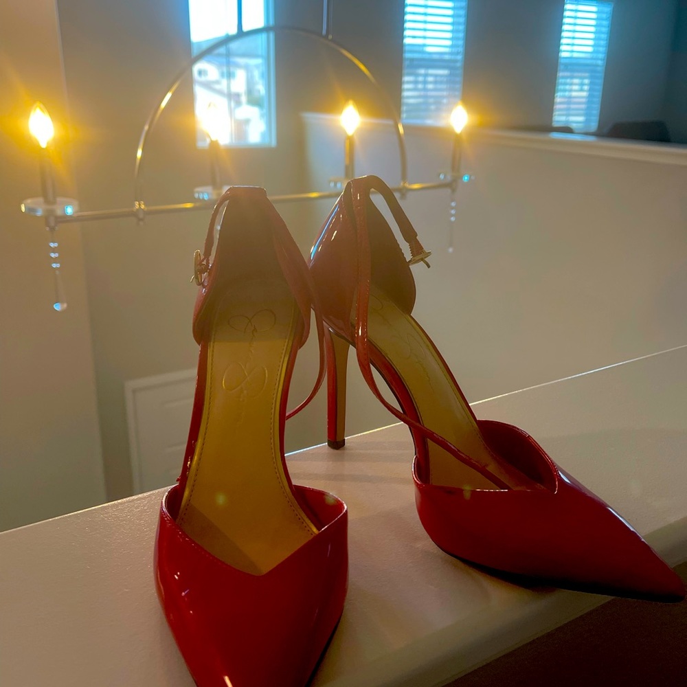 Jessica Simpson Red heels Worn twice size 7 1/2